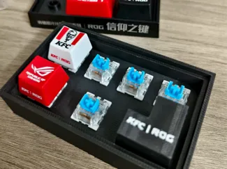 rog*kfc联动键帽带键盘轴键帽展示盒