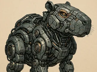 chiguire capibara robotico cyberpunk