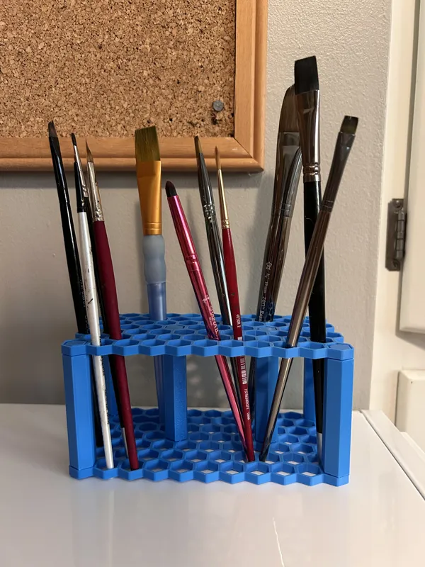 Taller Honeycomb Paintbrush Stand + Solid Base