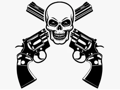 Pistols and a skull