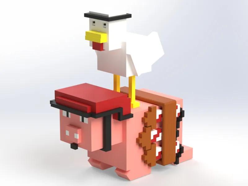 Minecraft Chicken Flying on Pig