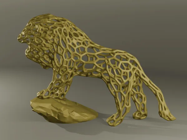 Lion facetté style Voronoï