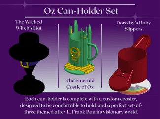 Wizard of Oz Can Holder Set (With Coasters)