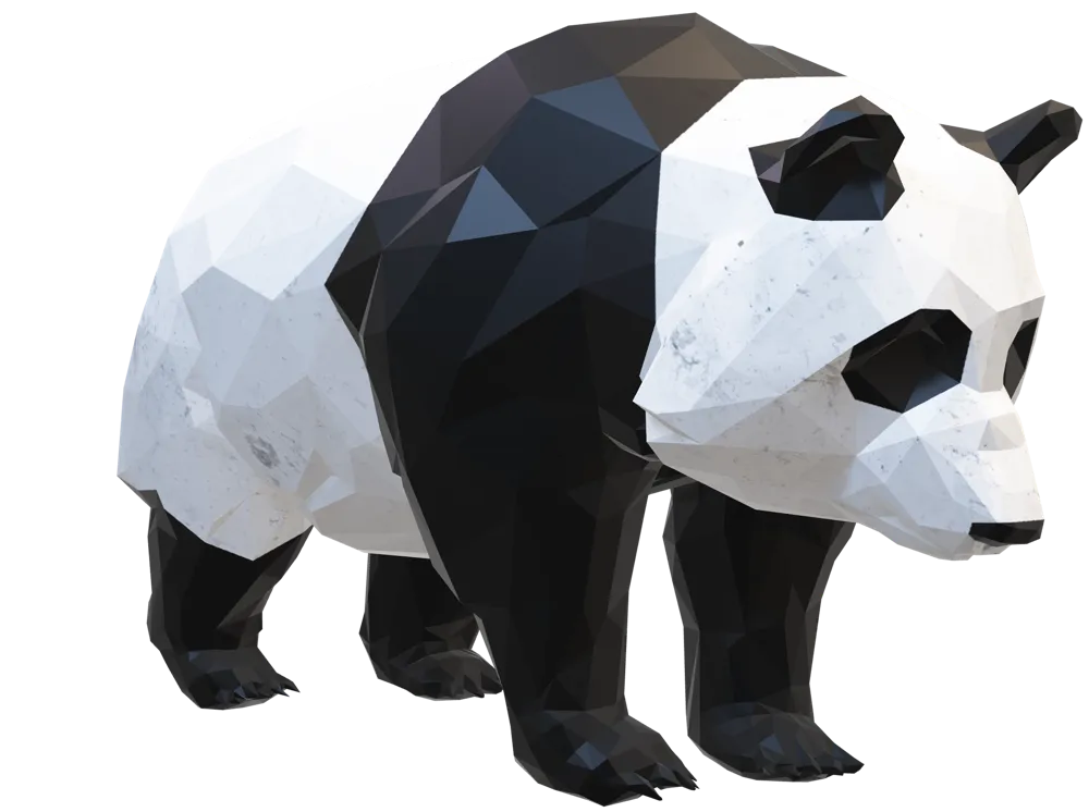 ポリゴンスタイル パンダフィギュア ポリゴンスタイル パンダフィギュア 3Dプリント 低ポリゴンパンダ