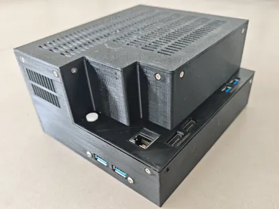 Suggested 3D-printed chassis design based on the ASUS H310S R2.0 SITX motherboard form factor