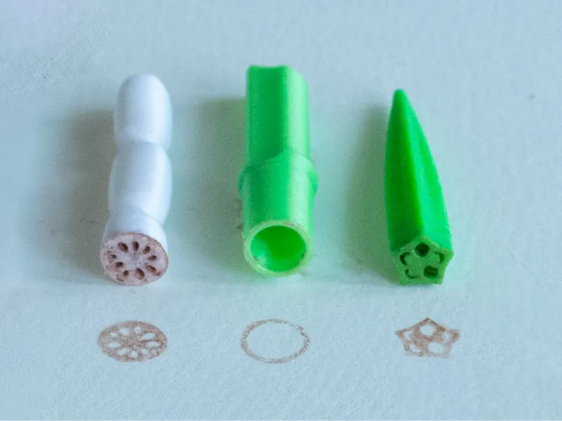 闲章×3，竹子、秋葵、莲藕
