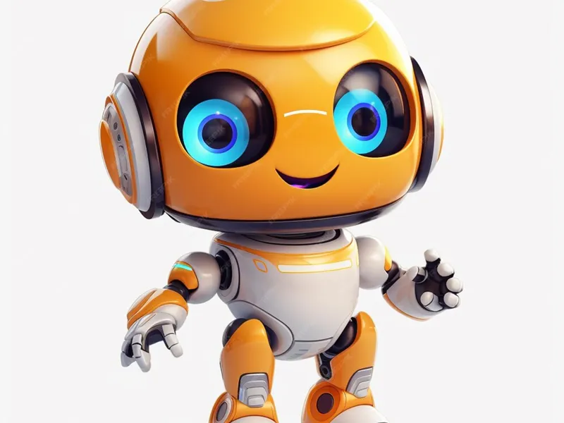 robot con testa arancione in 3d