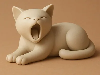 kitty yawning