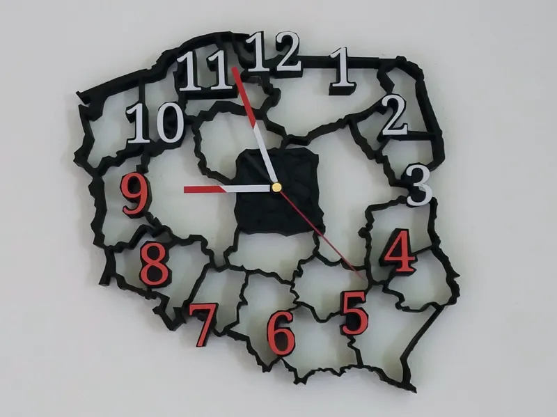 Mapa polski zegar  Map of Poland clock