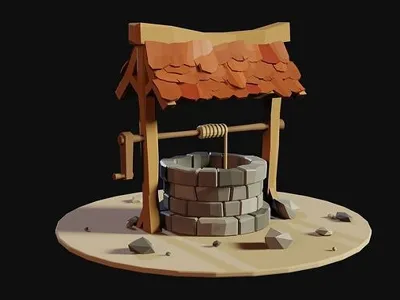 Stylized Low-Poly Wishing Well
