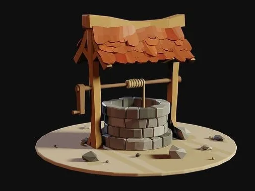 Stylized Low-Poly Wishing Well