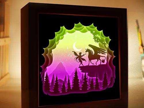 Fairy Unicorn on The Cliff light box by jesus lopez norte MakerWorld ...