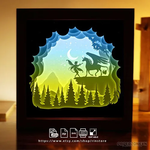 Fairy Unicorn on The Cliff light box by jesus lopez norte MakerWorld ...