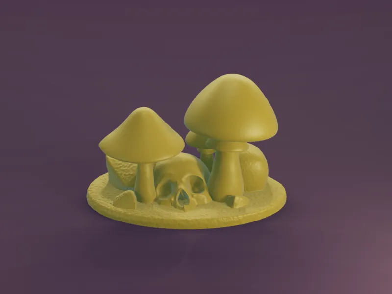 Mushroom Cluster with Skull – Grim Forest Terrain