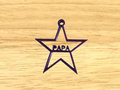 Papa Star Keychain