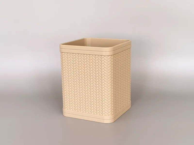 藤编办公桌面垃圾桶