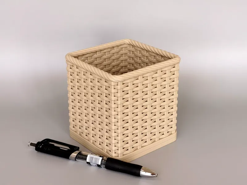 竹编办公桌面垃圾桶