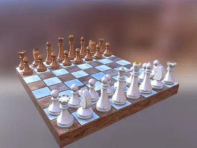 Chess Set 3D Printable Classic Board & Pieces STL