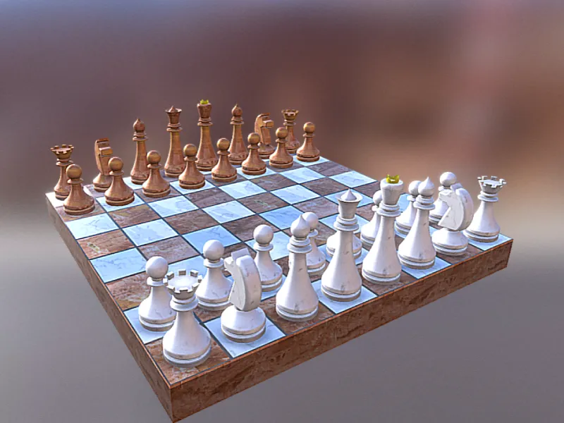 Chess Set 3D Printable Classic Board & Pieces STL