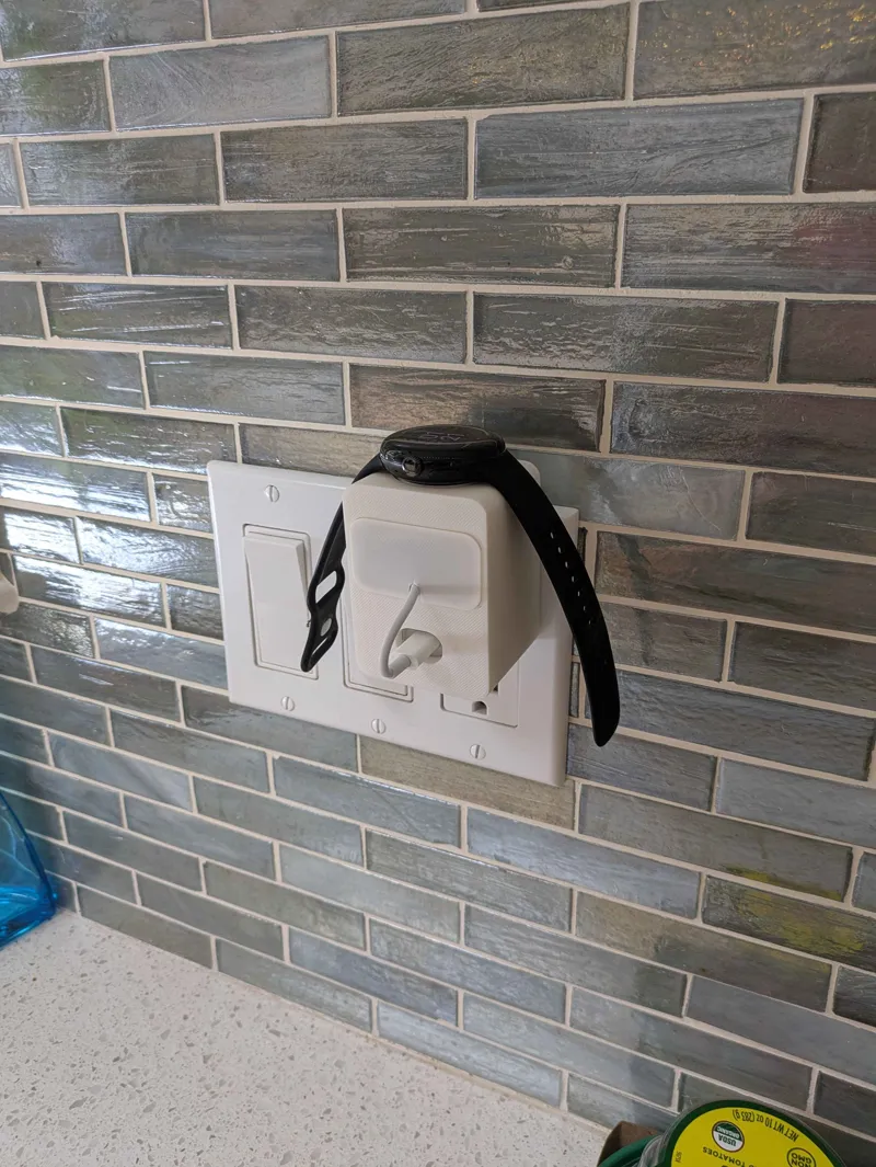 Sleek outlet-mounted Pixel Watch charger stand