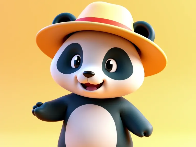 panda with hat