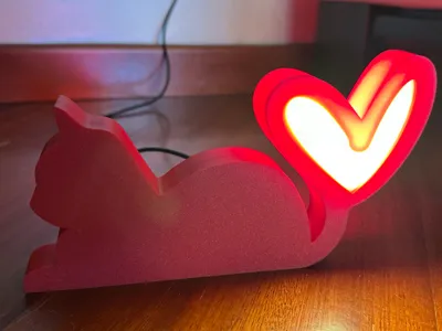 Cat Heart Lamp - Cat LightBox