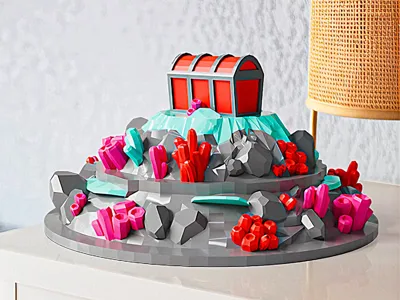 Crystal Island Diorama with Treasure Chest