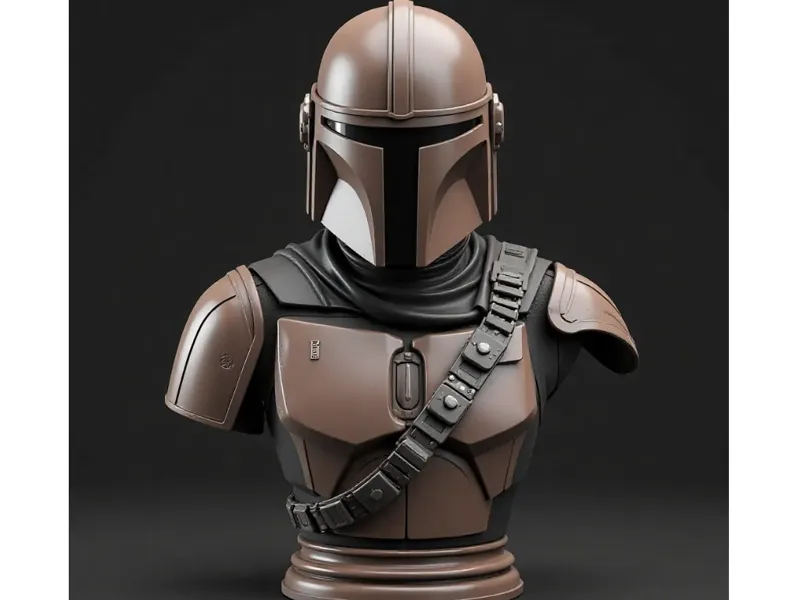 Realistic bust of the Mandalorian, Din Djarin (AI)