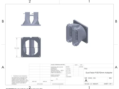 Dual Tesla P100 92mm Adapter