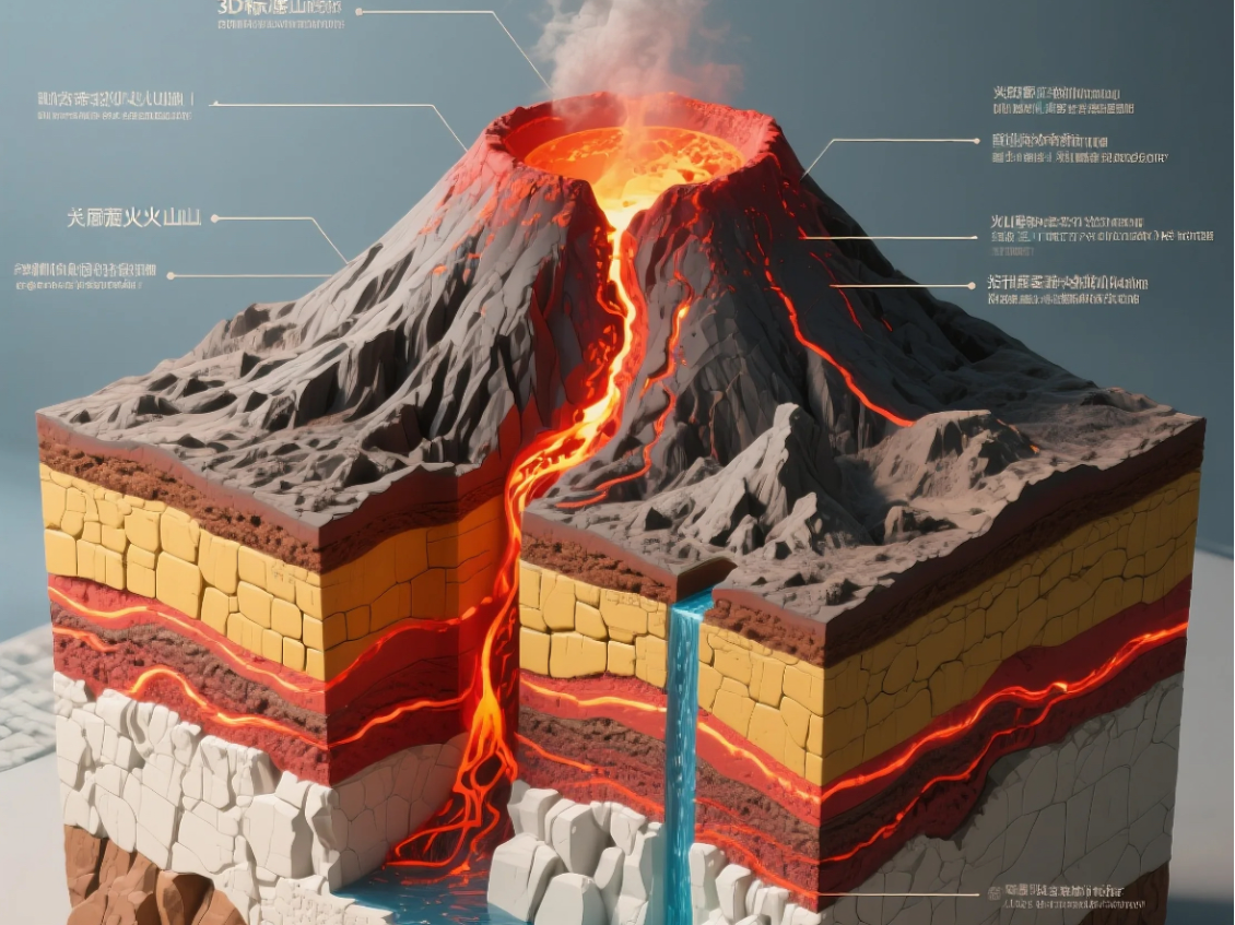 火山地质剖面模型 一体打印 a1mini适用