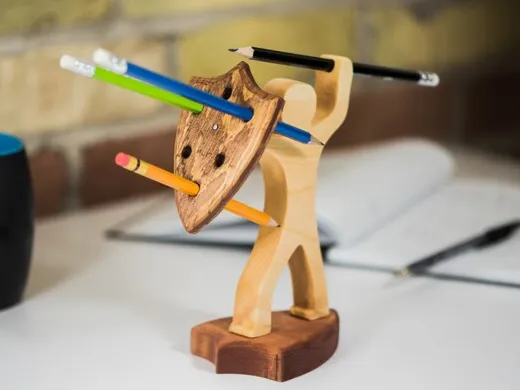 Warrior shield pencil holder