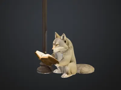 Wolf Studying under street light