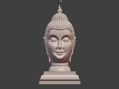 Serene Buddha Head 3D Model – Sculpted Calmness
