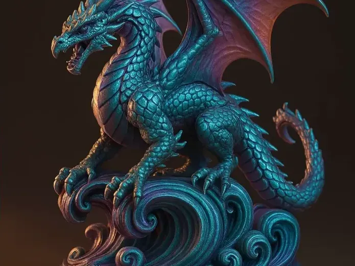 Dragon Surffing Colored AI