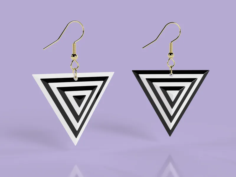 3D triangle earrings