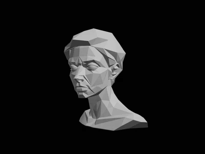 Lowpoly Man Face Sculpture