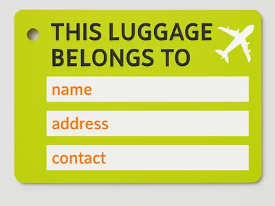 AIrport sticker for luggage put in 