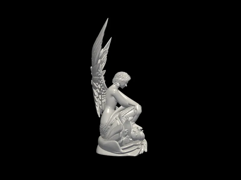 Serene Sitting Angel Statue with Ornate Base by BROSCO STUDIO ...