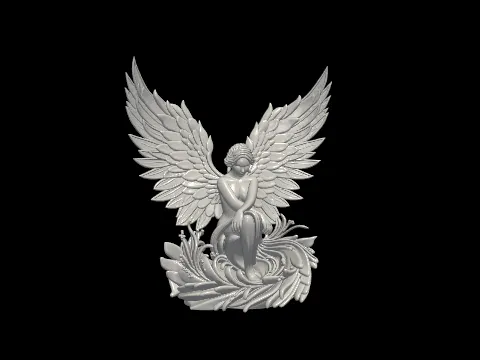 Serene Sitting Angel Statue with Ornate Base by BROSCO STUDIO ...
