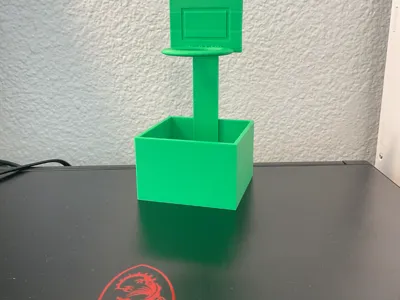 Basketball hoop and trash can for purge pieces.