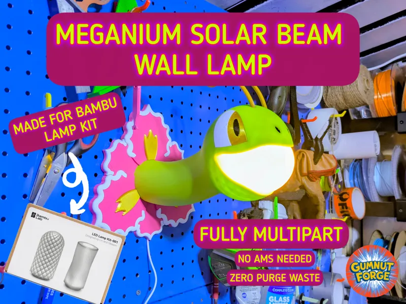 Meganium Solar Beam Wall Lamp -Bambu Lamp Kit-