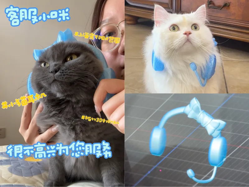 听歌小猫蝴蝶结耳机