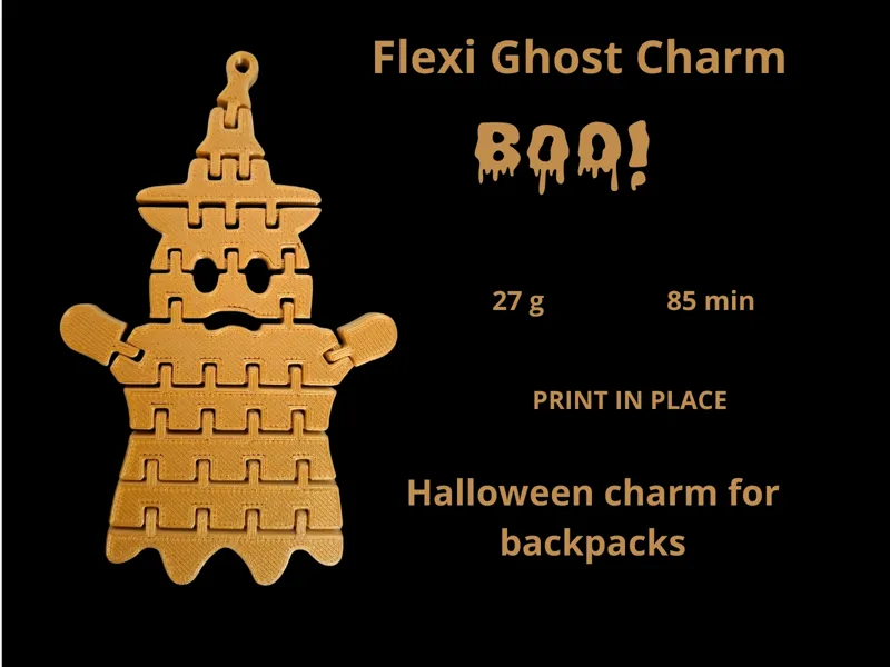 Flexi Ghost Charm – 3D Printed for Bags & Cars