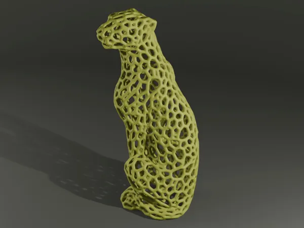 Guépard assis, style Voronoi