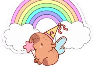 adorno de torta arco iris capibara