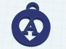 Letter A Heart Keyring