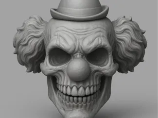 Evil Clown Skull Head