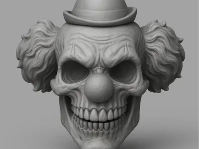 Evil Clown Skull Head