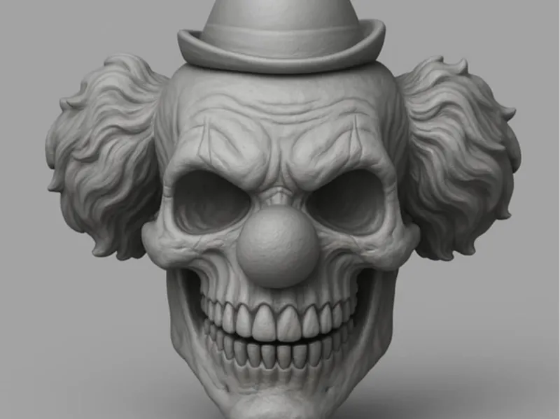 Evil Clown Skull Head
