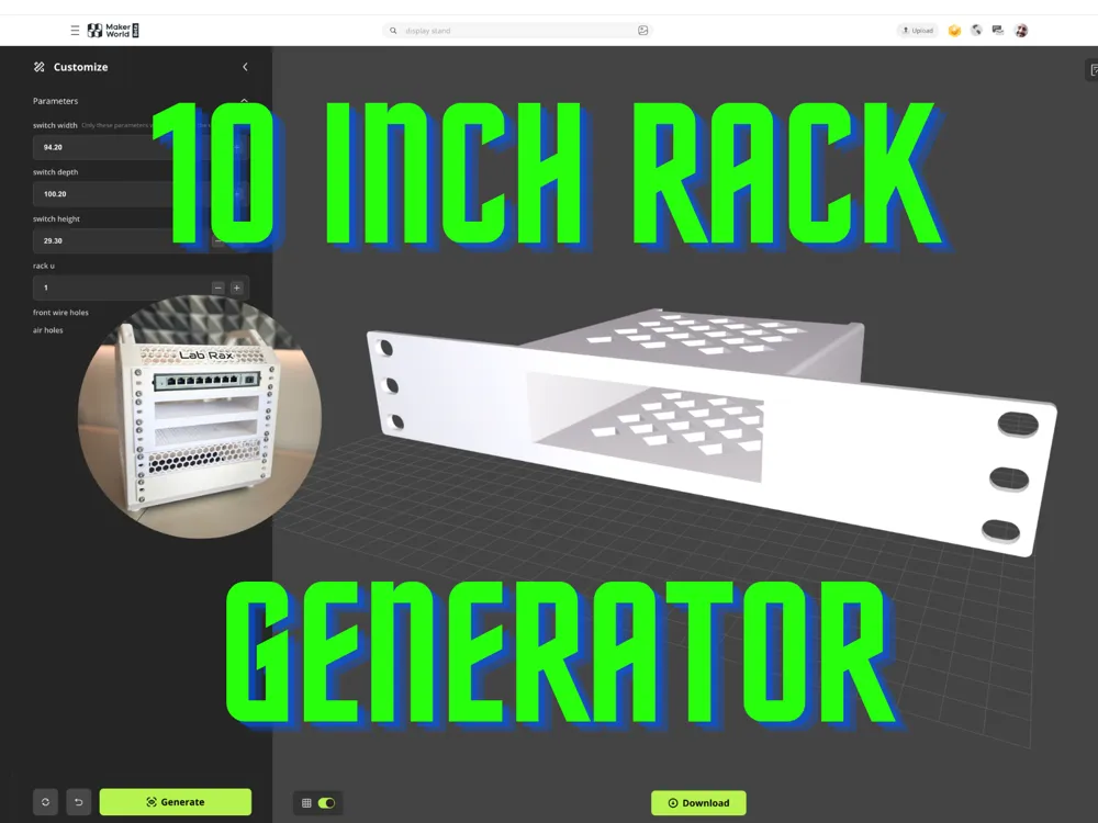 10 Inch Mini Rack Generator - Free 3D Print Model - MakerWorld